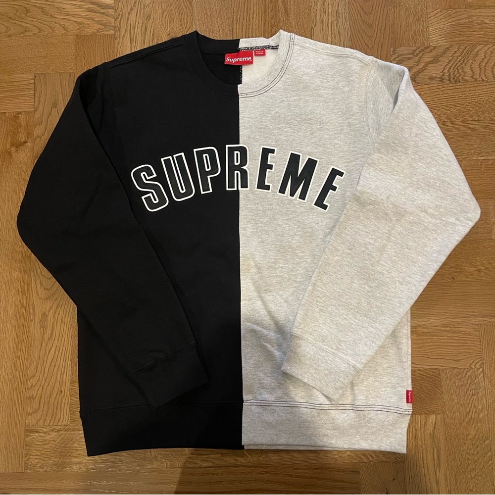 Supreme Black and Heather Grey Split Crewneck